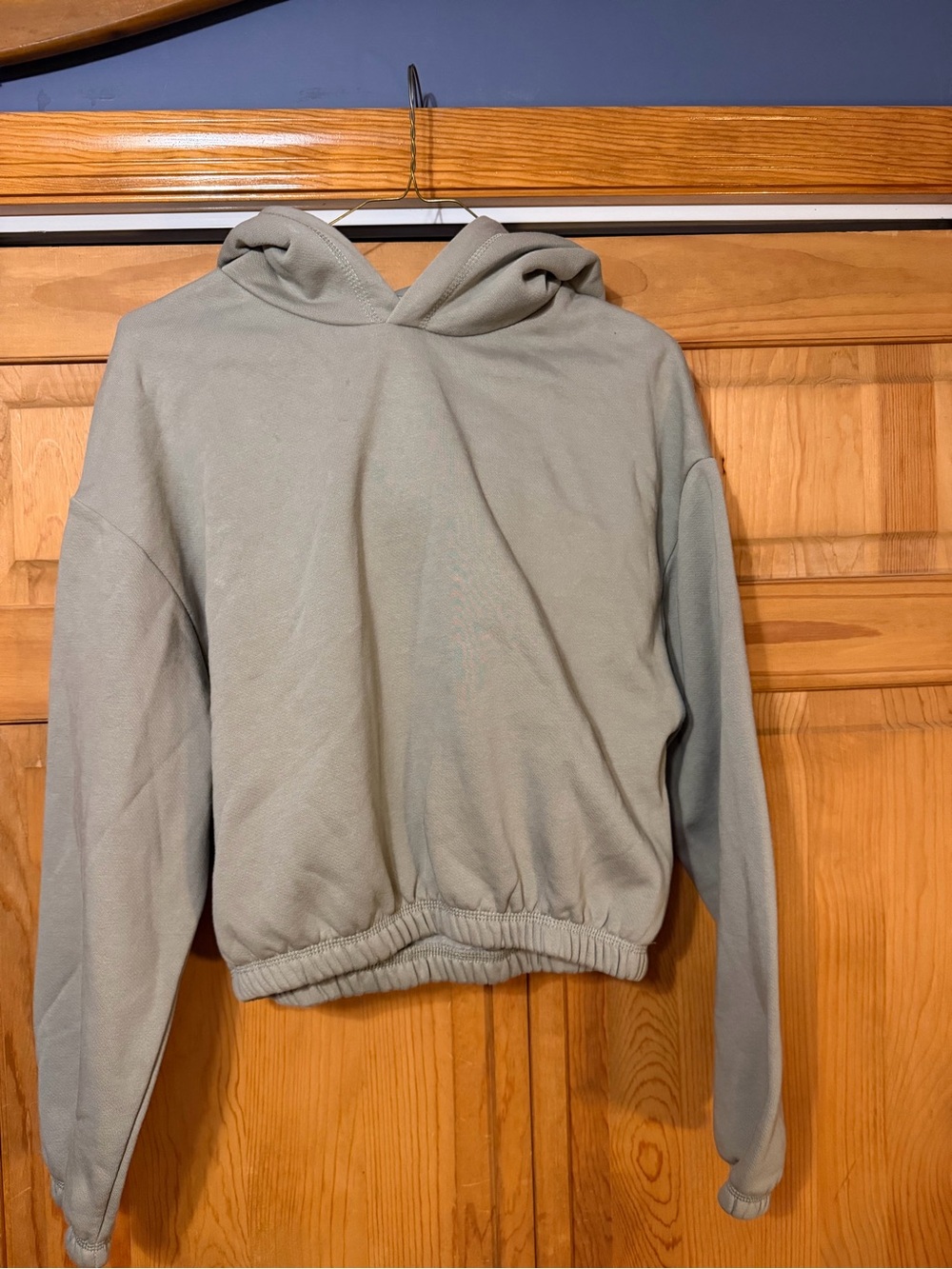 Zara Light muted green Cropped Hooded Sweatshirt